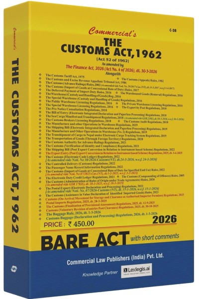 The Customs Act, 1962 | As Amended by The Finance Act, 2026 dated 30-03-2026