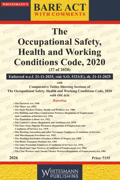 The Occupational Safety, Health and Working conditions code,2020 Bare Act English
