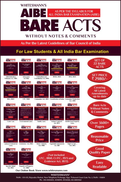 All India Bar Examination Bare Acts without Notes and Comments | AIBE Bare Acts Combo Set of 22 Books | Covering All Latest Amendments Up-To-Date