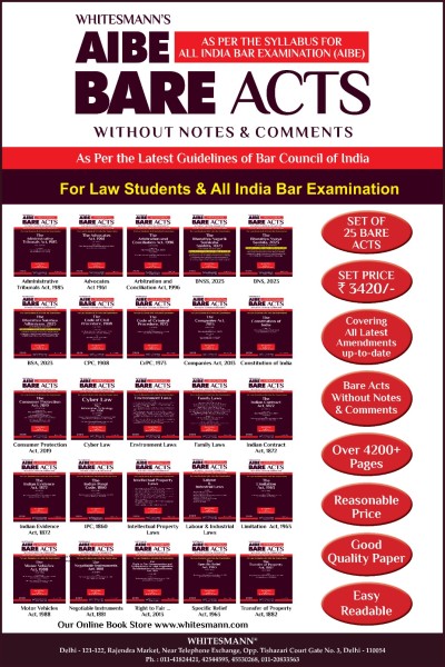 All India Bar Examination Bare Acts without Notes and Comments | AIBE Bare Acts Combo Set of 25 Books | Covering All Latest Amendments Up-To-Date