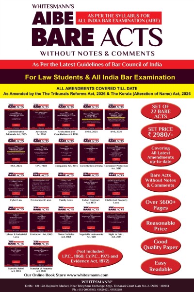 All India Bar Examination Bare Acts without Notes and Comments | AIBE Bare Acts Combo Set of 22 Books | Covering All Latest Amendments Up-To-Date