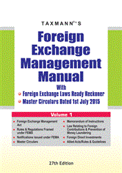 Foreign Exchange Management Manual (Set of Two Volumes) - With Foreign Exchange Laws Ready Reckoner, Masters Circulars Dated Ist July 2015