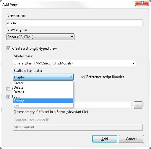 View scaffolding options