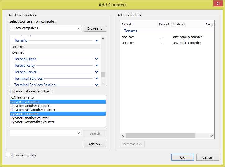 Adding performance counters