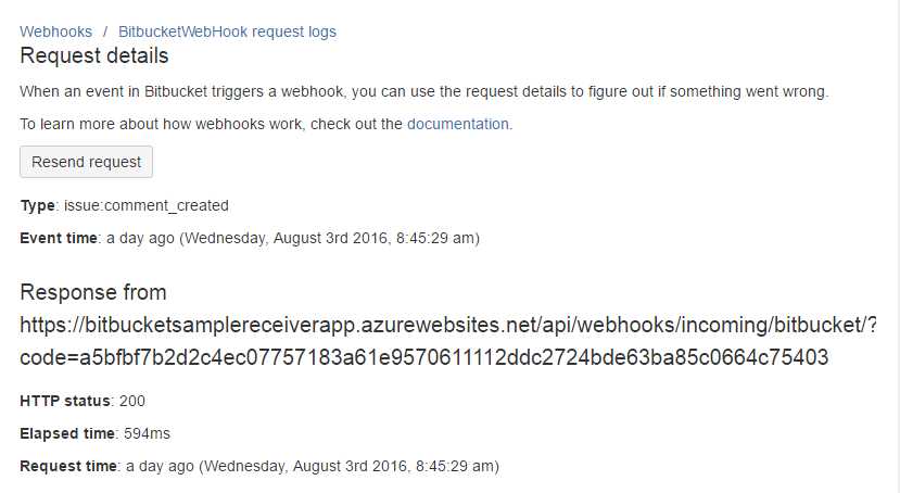 WebHook request details