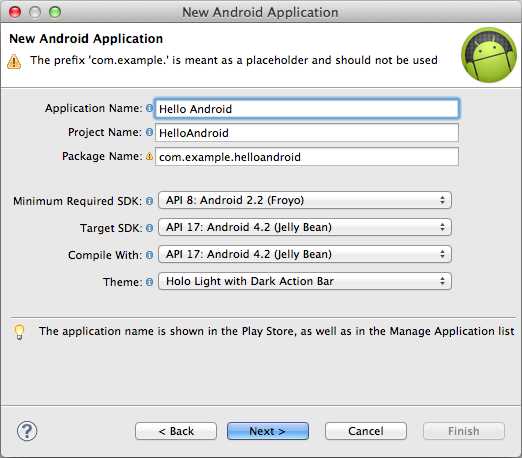 Configuring a new Android project