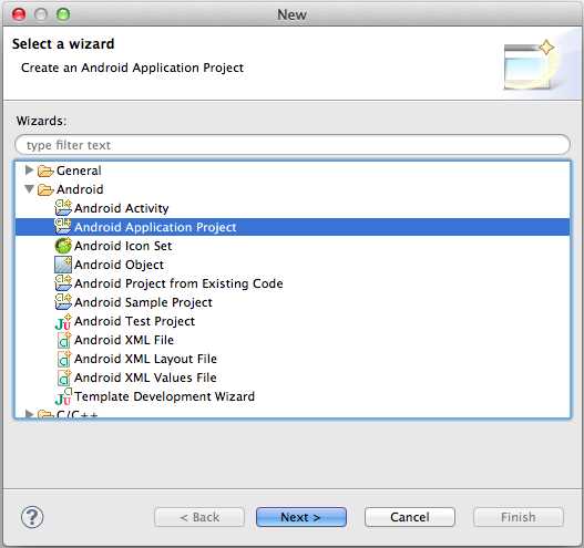 Creating a new Android project
