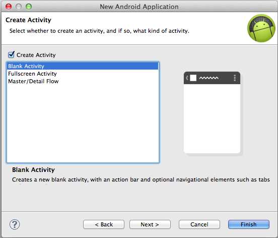 Creating an initial activity