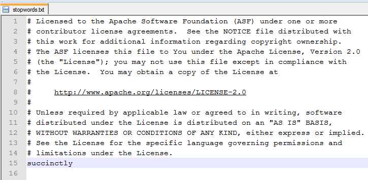 Contents of stopwords.txt