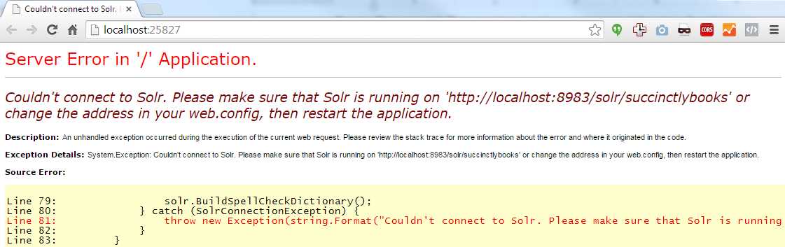 Error connecting to Solr