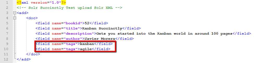 Indexing Solr XML sample data