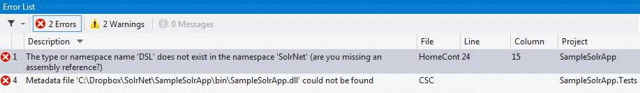 New errors with SolrNet.DSL