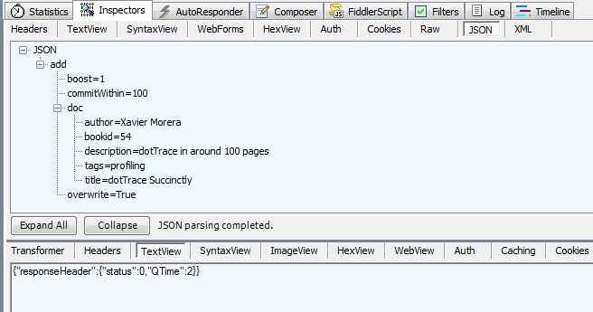 Response in Fiddler Inspector