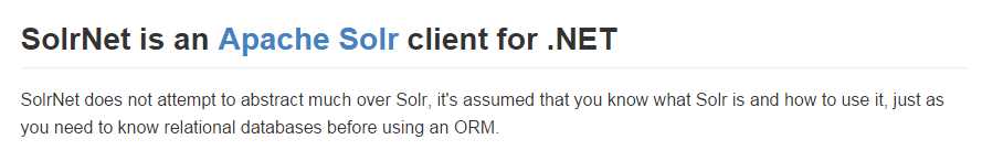 SolrNet is an Apache client for .NET