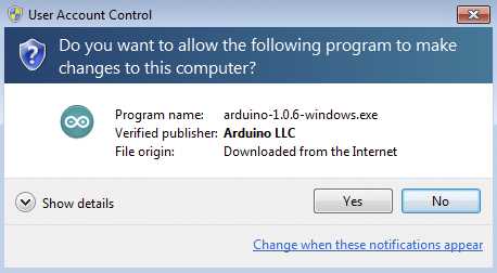Allow the application to make changes to the computer by clicking Yes