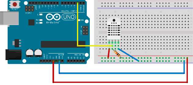 DHT22 (depicted) and the DHT11 have same wiring
