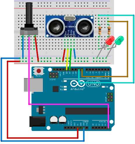Distance alarm with regulating potentiometer