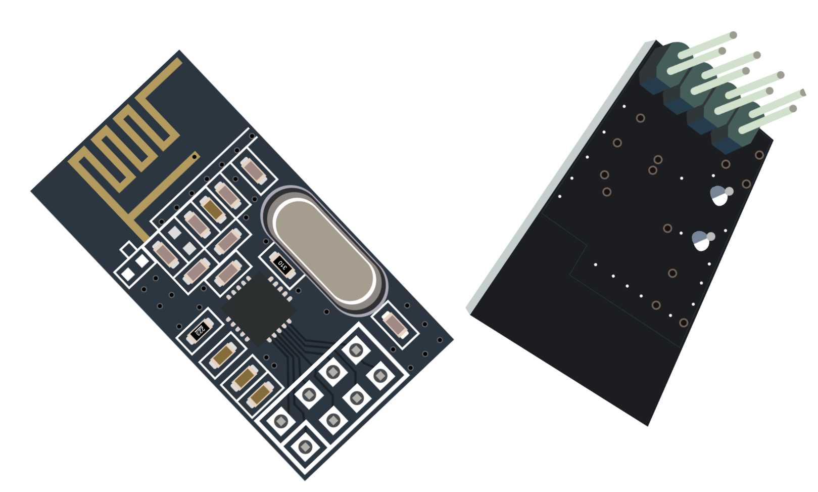 nRF24L01+ front and back side view