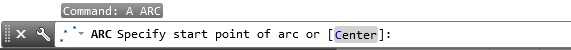 Arc command in the Command Window