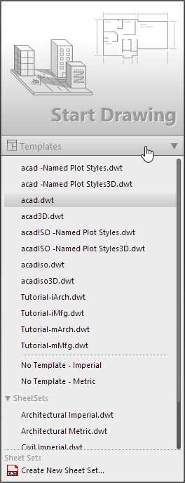 Create a new drawing using a custom template
