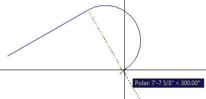 Creating an arc by continuing from a previously created line