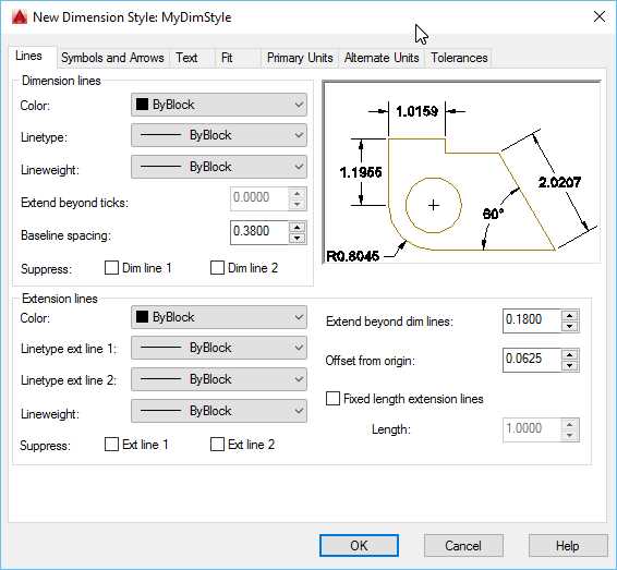 Dimension Style Editor