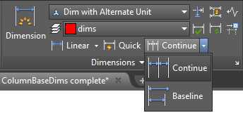 Dimensions Panel in the Annotate Tab