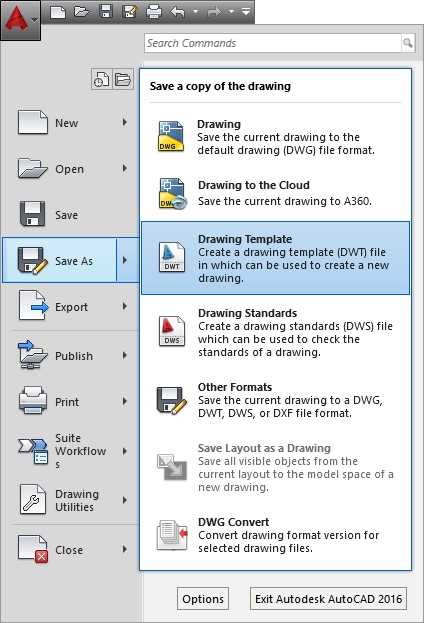 Save Drawing Template