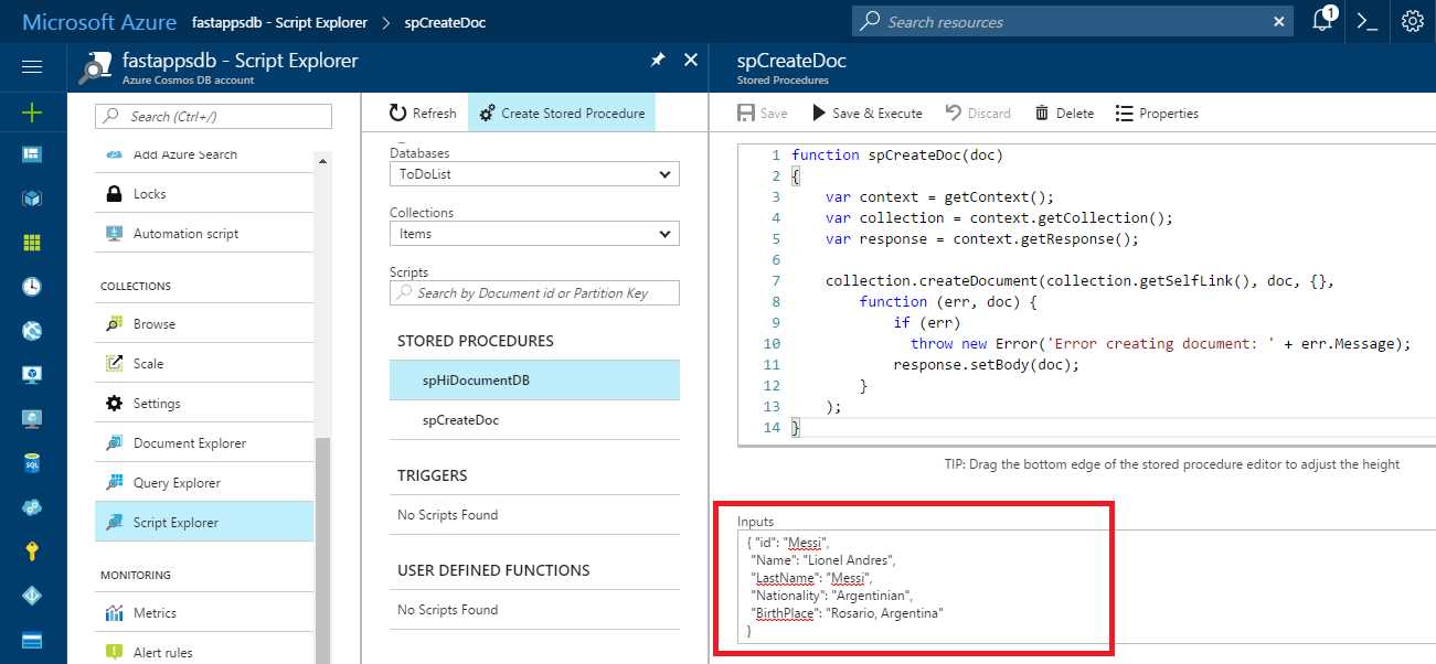 The spCreateDoc Stored Procedure