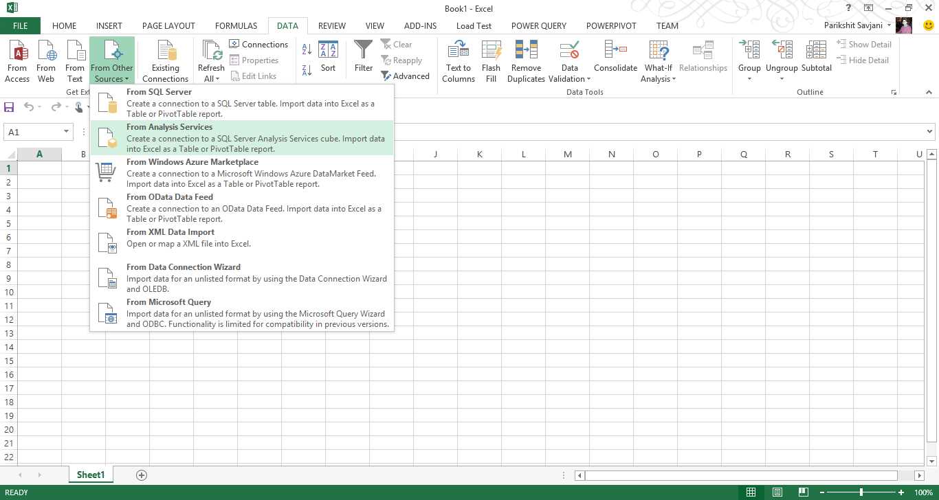 Connecting Excel to Analysis Services