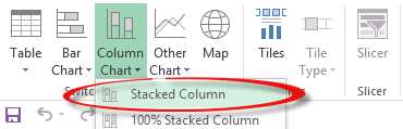 Selecting a stacked column chart