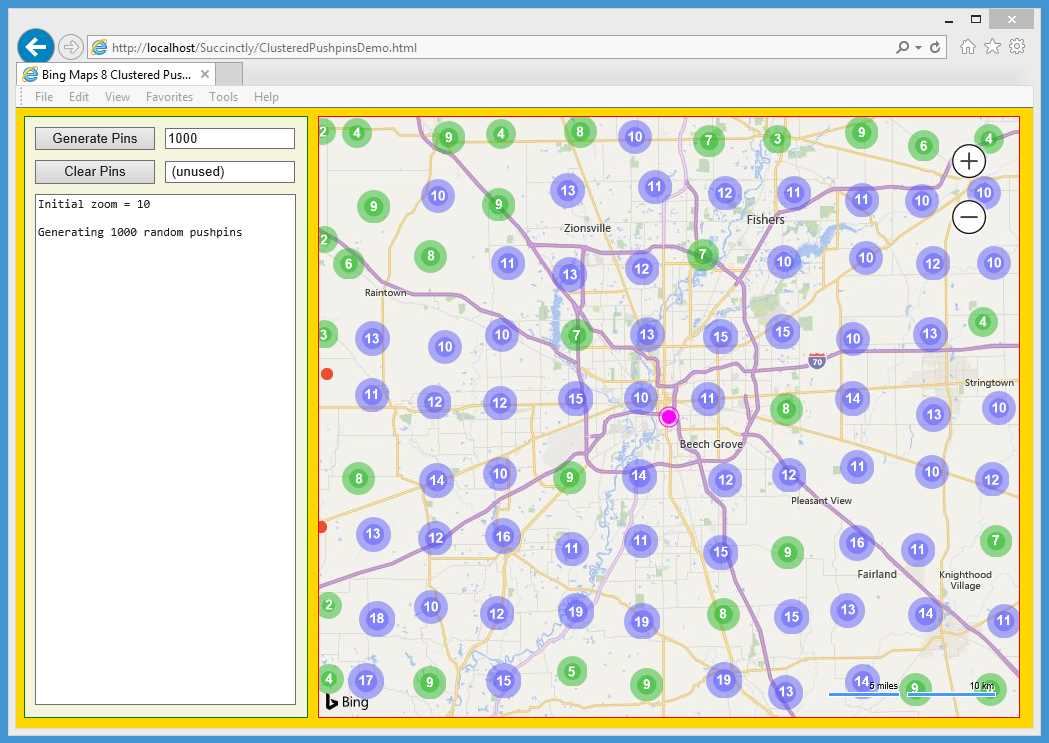 Clustered Pushpins Demo Initial View