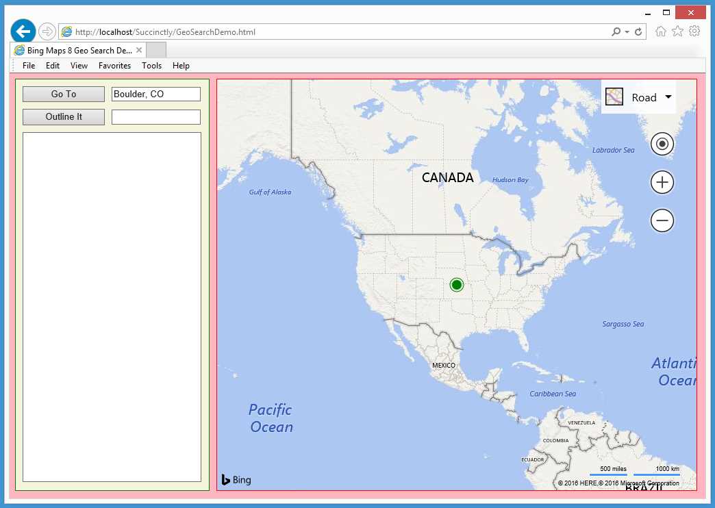 Initial Map View for Geosearch Demo