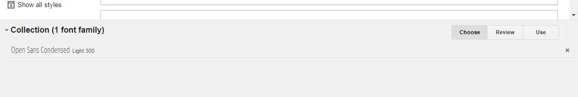 Google Fonts Collection panel