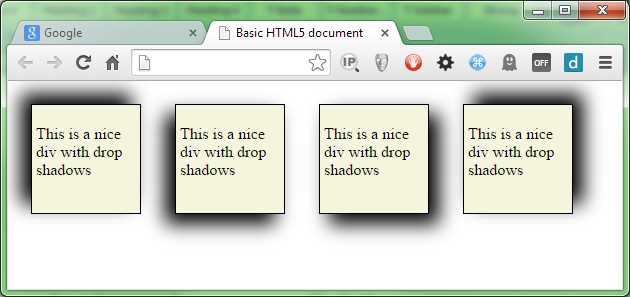 Our div elements with a 30px blur radius