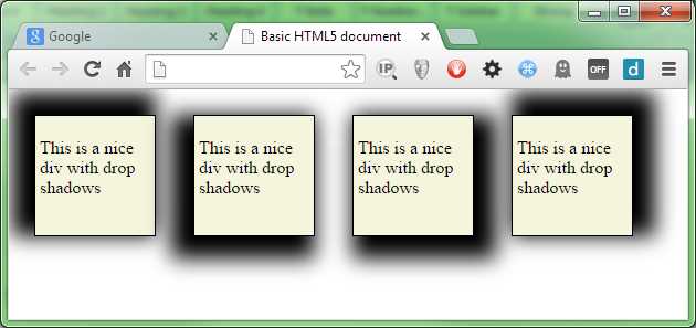 Our div elements with an optional spread radius applied