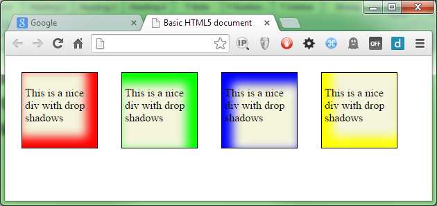 Our div elements with inset shadows