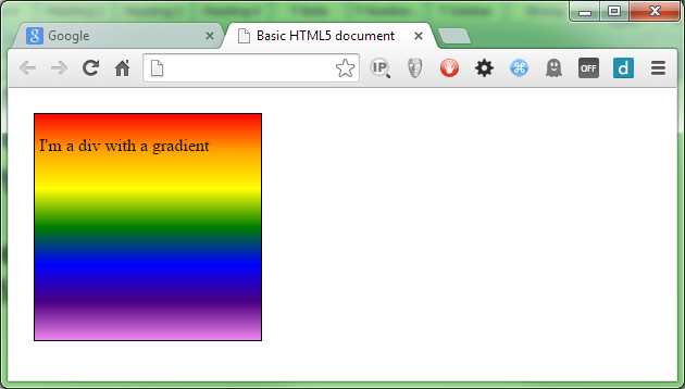 Our div now looks like a rainbow