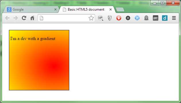 Our div with a gradient centered at 75% by 60%