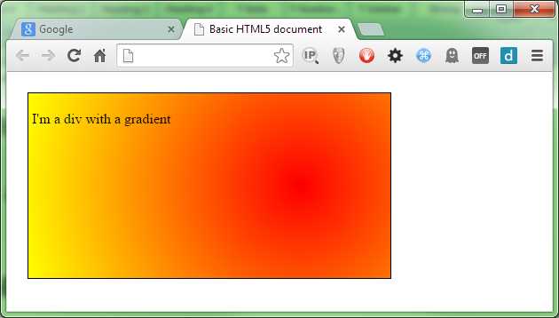 Our gradient with the circle modifier applied