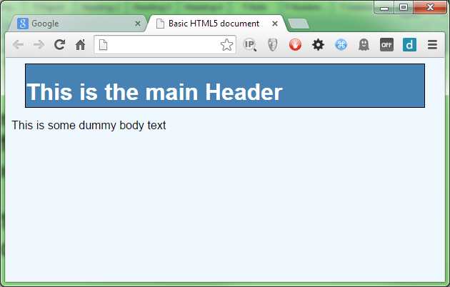 Our header with 20px on either side