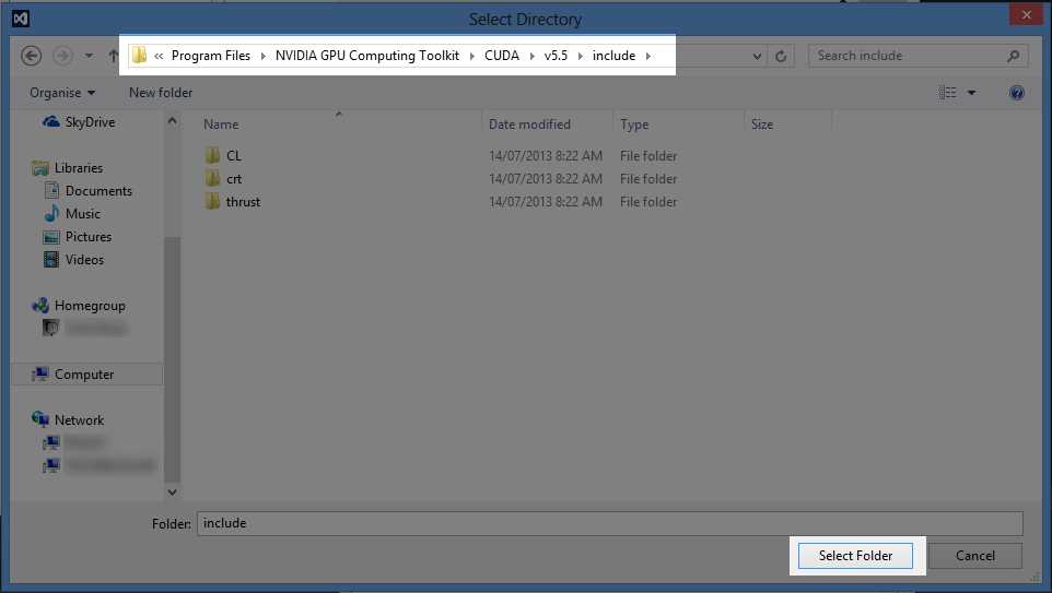 CUDA Toolkit include Directory
