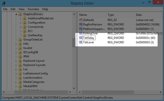 Example TDR Variable Settings