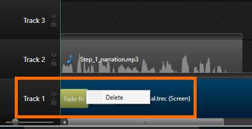 Deleting a transition effect