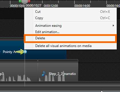 The Animation context menu