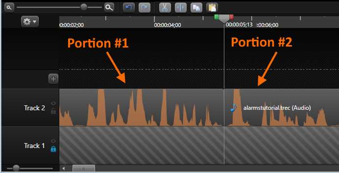 The audio of Track 2 is split