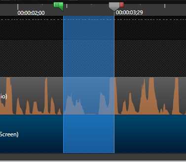 The selection made with the playhead