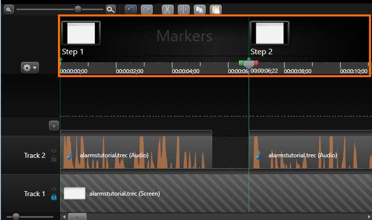 The Timeline after adding markers