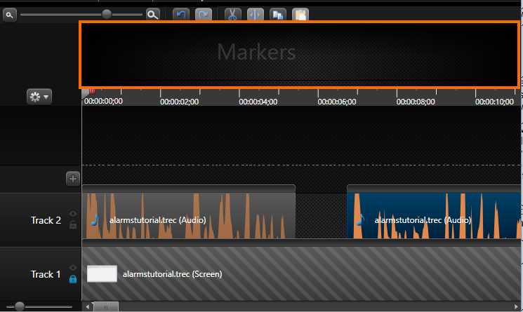 The Timeline with the Markers view displayed