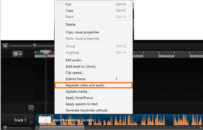 The Track context menu